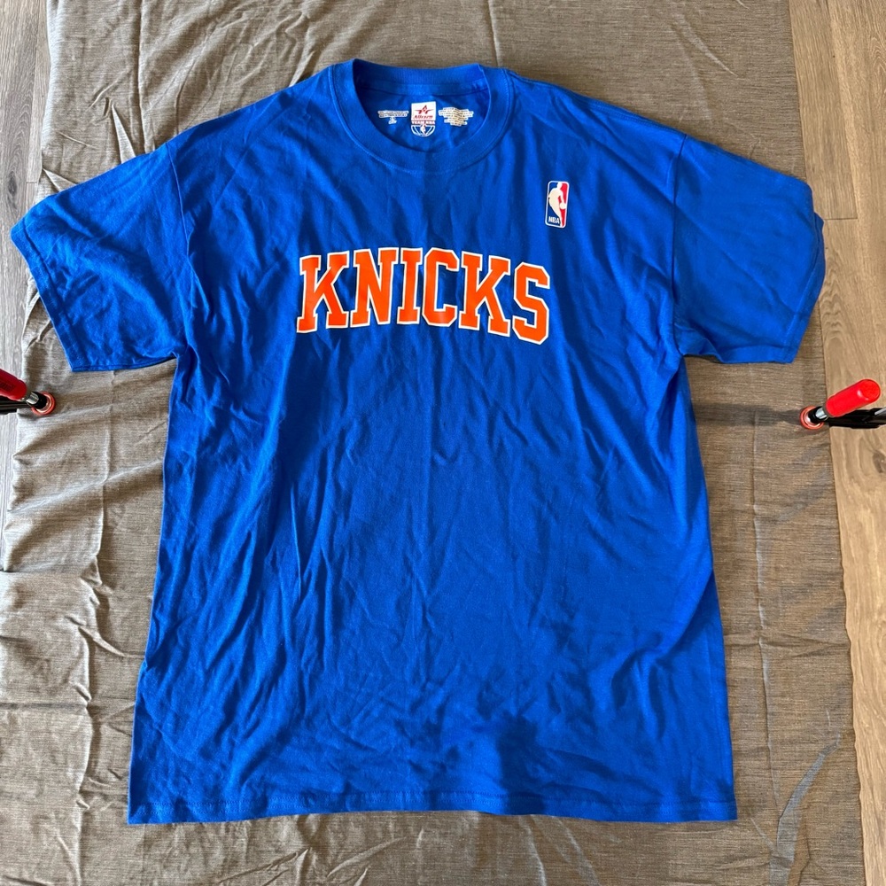 Men’s NBA Alleson Athletic New York Knicks “Coach” Blue Cotton T-Shirt Size L